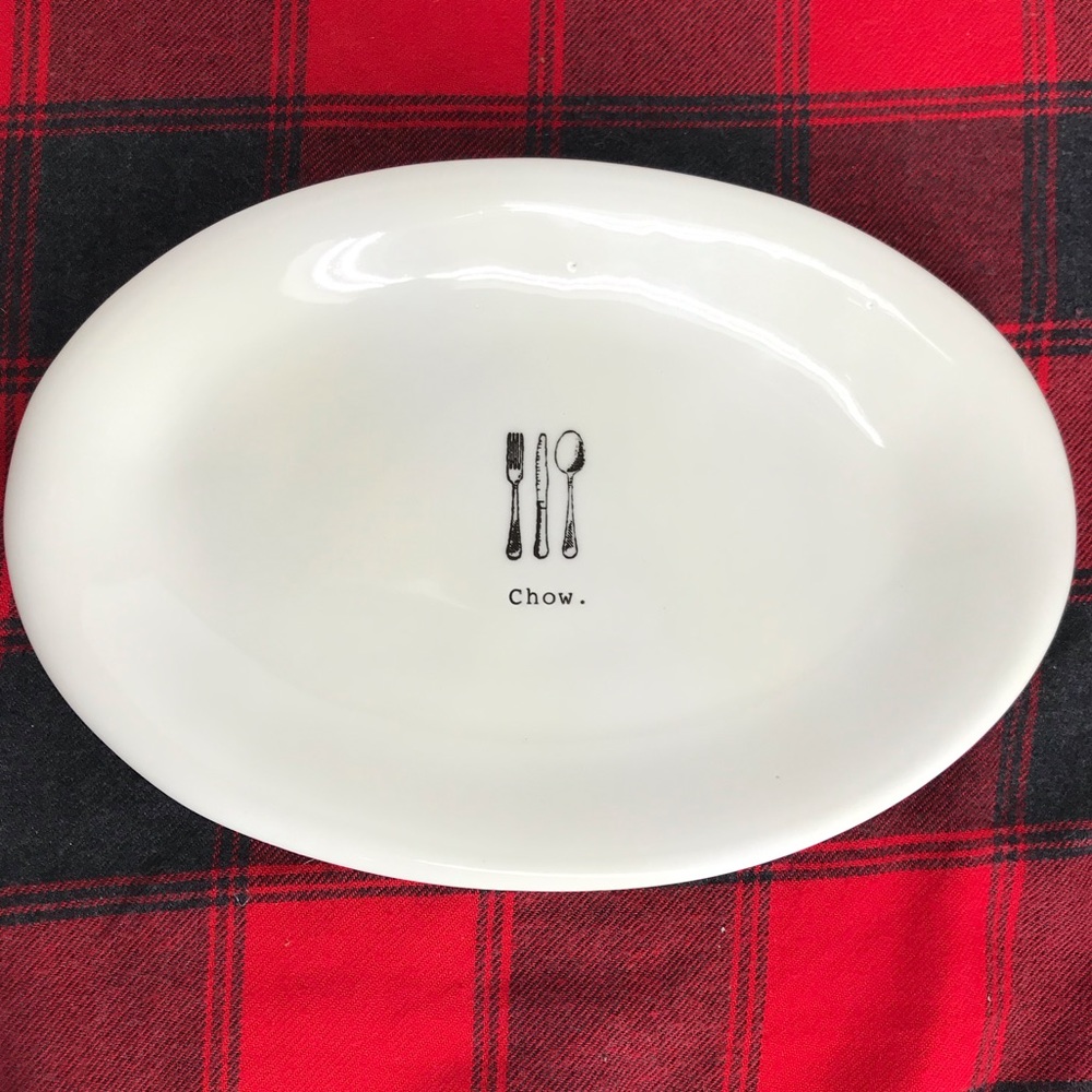 Rae Dunn chow small oval icon plate silverware